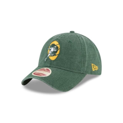 Blue Green Bay Packers Hat - New Era NFL Classic Wash 9TWENTY Adjustable Caps USA5694078